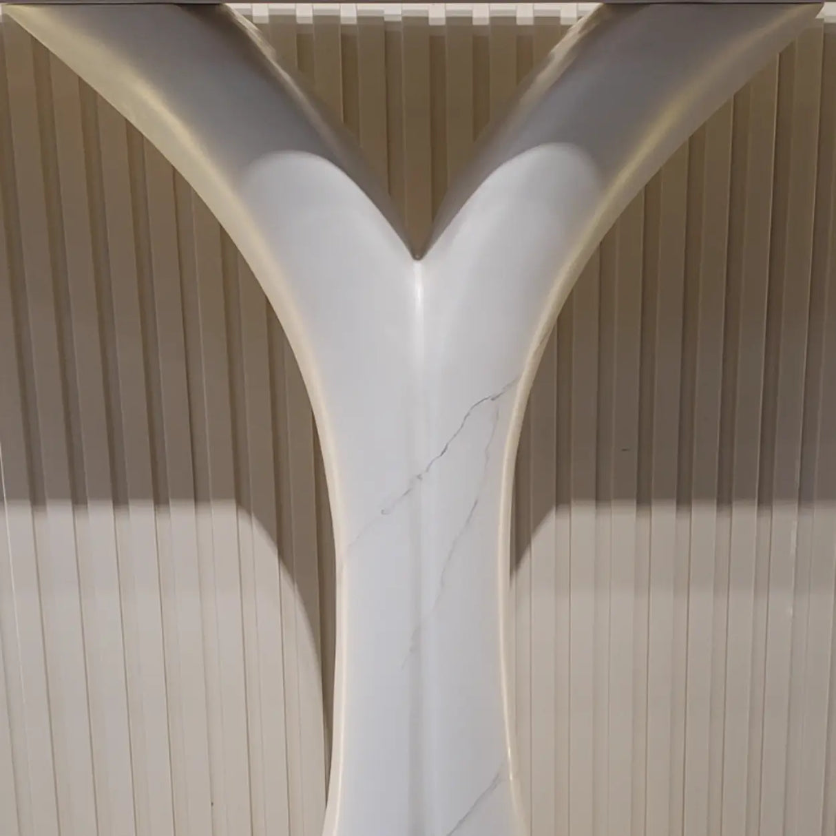 Sculptural Curved Stone Abstract Base White Console Table Image - 14