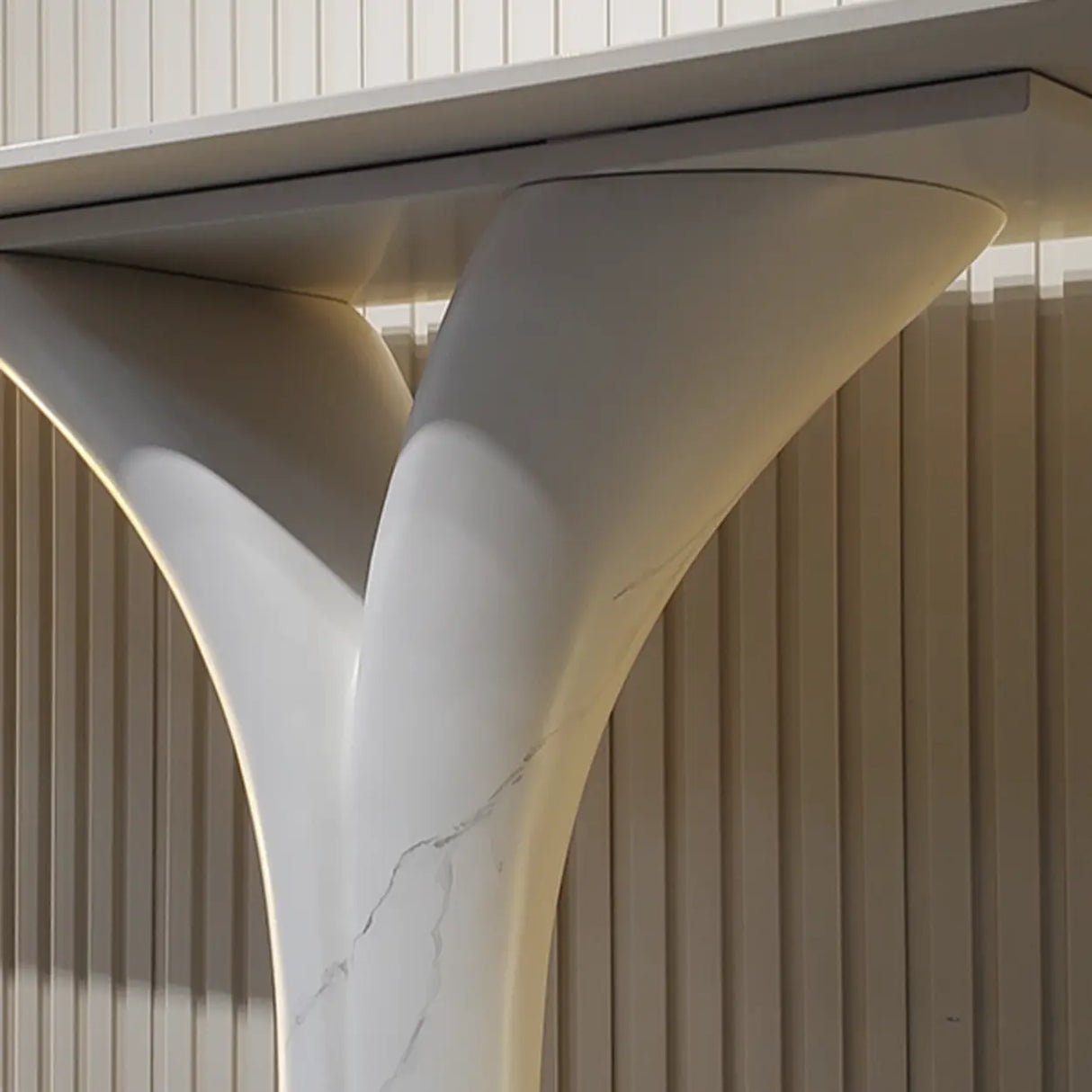 Sculptural Curved Stone Abstract Base White Console Table Image - 15