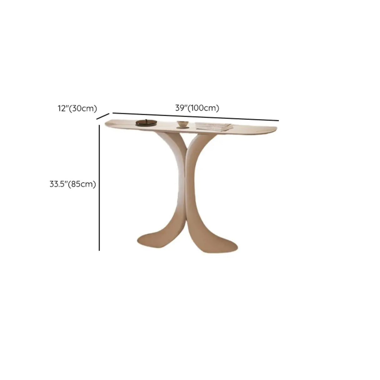 Sculptural Curved Stone Abstract Base White Console Table 