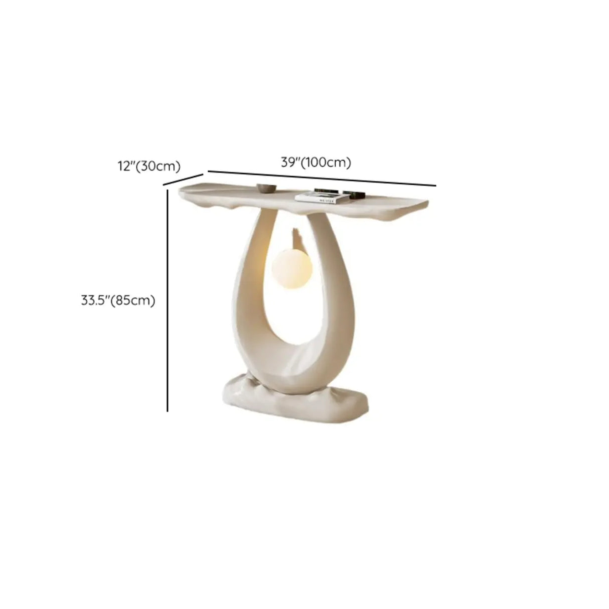 Sculptural Curved Stone Abstract Base White Console Table Image - 17