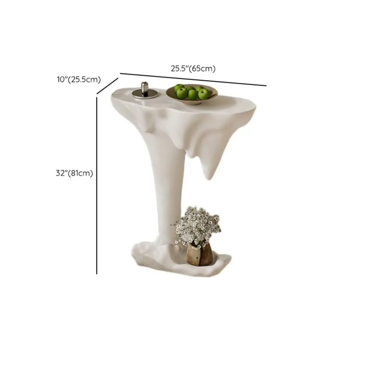 Sculptural Curved Stone Abstract Base White Console Table Image - 20