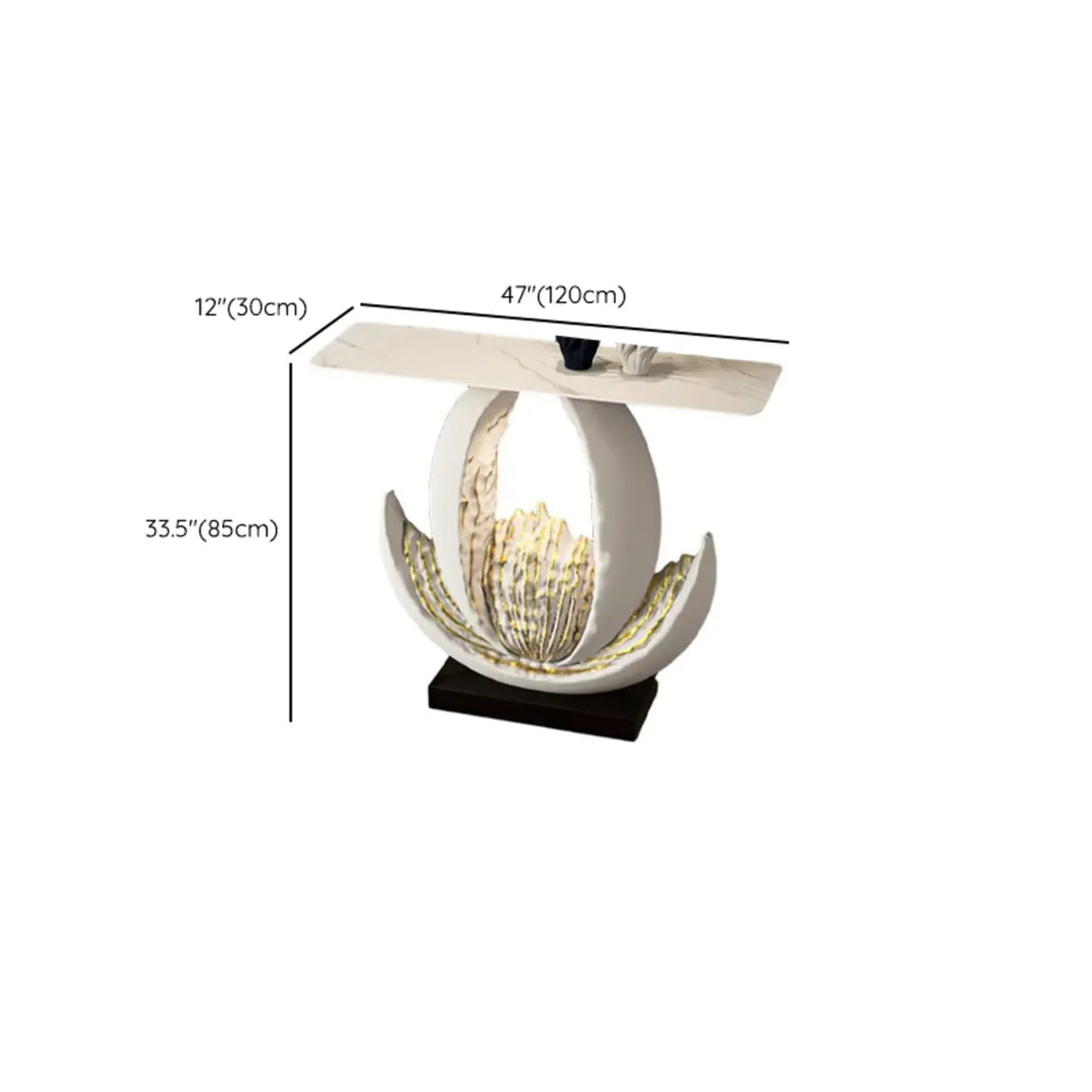 Sculptural Curved Stone Abstract Base White Console Table Image - 22