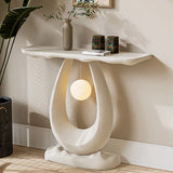 Sculptural Curved Stone Abstract Base White Console Table Image - 3