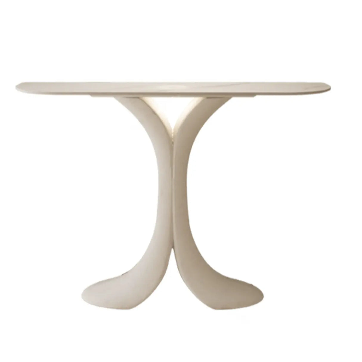 Sculptural Curved Stone Abstract Base White Console Table Image - 6