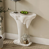 Sculptural Curved Stone Abstract Base White Console Table Image - 7