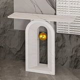 Sculptural Curved Stone Abstract Base White Console Table Image - 9