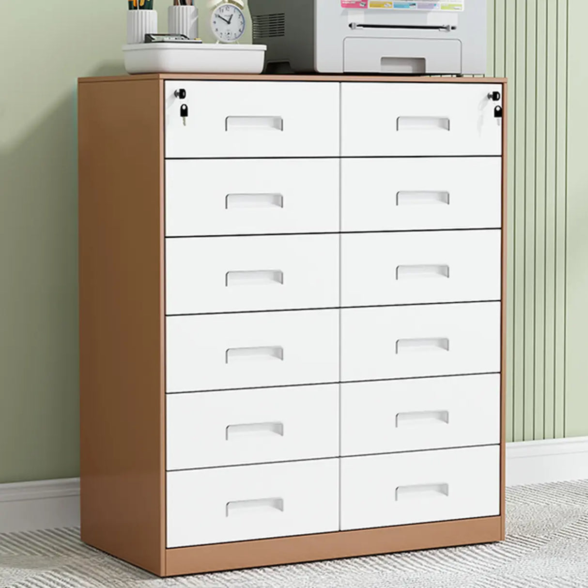 Secure Alloy Vertical Metal Filing Cabinet with Shelves Image - 25
