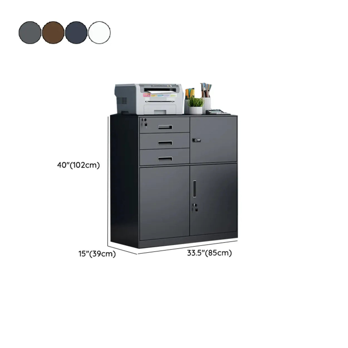 Secure Storage Steel Vertical Filing Cabinet with Key Lock 
