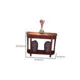 Semi-Circle Rubberwood Storage Console Table with Drawer Image - 10