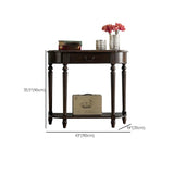 Semi-Circle Rubberwood Storage Console Table with Drawer Image - 11