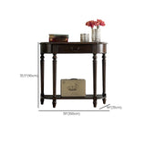 Semi-Circle Rubberwood Storage Console Table with Drawer Image - 13