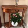 Semi-Circle Rubberwood Storage Console Table with Drawer Image - 2