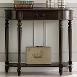 Semi-Circle Rubberwood Storage Console Table with Drawer Image - 3