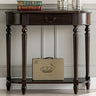 Semi-Circle Rubberwood Storage Console Table with Drawer Image - 3