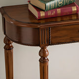 Semi-Circle Rubberwood Storage Console Table with Drawer Image - 4
