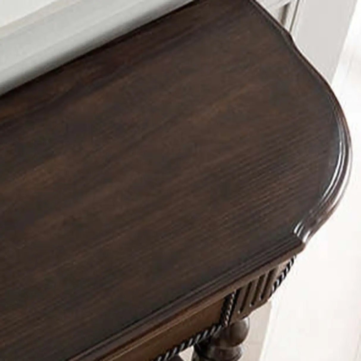 Semi-Circle Rubberwood Storage Console Table with Drawer Image - 6