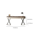 Sepia Finish Oval Writing Wooden Desk with Drawers #size