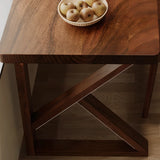 Sepia L-Shape Double Deep Wooden Computer Desk Image - 11