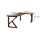 Sepia L-Shape Double Deep Wooden Computer Desk #size