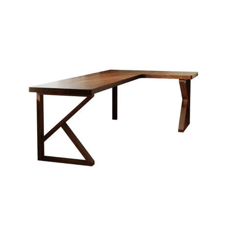 Sepia L-Shape Double Deep Wooden Computer Desk Image - 2