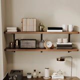 Sepia L-Shape Double Deep Wooden Computer Desk Image - 9