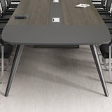 Sepia Oval Long Wooden Multi-Person Conference Desk Image - 10
