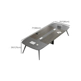 Sepia Oval Long Wooden Multi-Person Conference Desk Image - 12