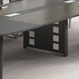 Sepia Oval Long Wooden Multi-Person Conference Desk Image - 7