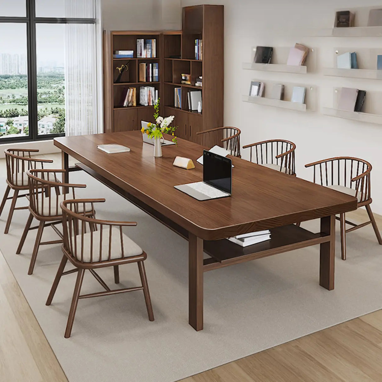 Sepia Standard Lumber Multi-personal Writing Desk Image - 3