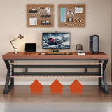 Sepia Wooden Computer Desk with Hutch and Shelves Image - 4