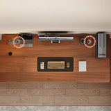 Sepia Wooden Computer Desk with Hutch and Shelves Image - 6
