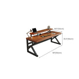 Sepia Wooden Computer Desk with Hutch and Shelves #size