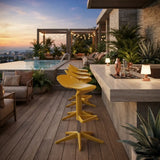 Set of 2 Adjustable Height Swivel PP Plastic Bar Stools with Backrest and Footrest Image - 3