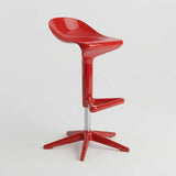 Red 2 Piece Set Set of 2 Adjustable Height Swivel PP Plastic Bar Stools with Backrest and Footrest Image - 6