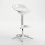 White 2 Piece Set Set of 2 Adjustable Height Swivel PP Plastic Bar Stools with Backrest and Footrest Image - 8