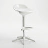 White 2 Piece Set Set of 2 Adjustable Height Swivel PP Plastic Bar Stools with Backrest and Footrest Image - 8