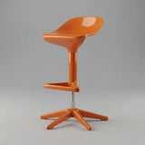 Orange 2 Piece Set Set of 2 Adjustable Height Swivel PP Plastic Bar Stools with Backrest and Footrest Image - 9