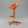 Orange 2 Piece Set Set of 2 Adjustable Height Swivel PP Plastic Bar Stools with Backrest and Footrest Image - 9