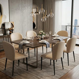 Set of 2 Curved Back PU Upholstered Dining Chairs with Black Steel Legs Image - 1