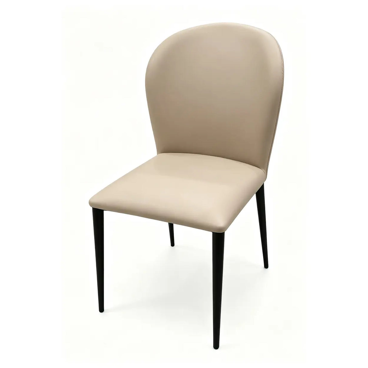 Set of 2 Curved Back PU Upholstered Dining Chairs with Black Steel Legs Image - 10