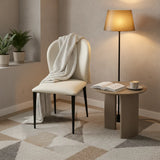 Set of 2 Curved Back PU Upholstered Dining Chairs with Black Steel Legs Image - 5
