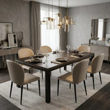 Set of 2 Curved Back PU Upholstered Dining Chairs with Black Steel Legs Image - 6