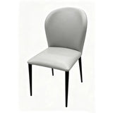 Set of 2 Curved Back PU Upholstered Dining Chairs with Black Steel Legs Image - 9
