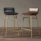 Set of 2 Faux Leather Counter & Bar Stools with Backrest and Metal Frame Image - 1