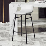 White Black Counter Stool (25.5"H) 2 Piece Set Set of 2 Faux Leather Counter & Bar Stools with Backrest and Metal Frame Image - 12