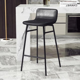 Black Black Counter Stool (25.5"H) 2 Piece Set Set of 2 Faux Leather Counter & Bar Stools with Backrest and Metal Frame Image - 13