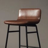 Set of 2 Faux Leather Counter & Bar Stools with Backrest and Metal Frame Image - 15