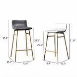 Set of 2 Faux Leather Counter & Bar Stools with Backrest and Metal Frame Image - 16