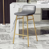 Grey Gold Counter Stool (25.5"H) 2 Piece Set Set of 2 Faux Leather Counter & Bar Stools with Backrest and Metal Frame Image - 4