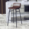 Brown Black Counter Stool (25.5"H) 2 Piece Set Set of 2 Faux Leather Counter & Bar Stools with Backrest and Metal Frame Image - 8